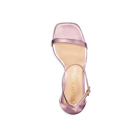 STUART WEITZMAN Womens Pink Nudist Lucite Open Wedge Leather Heeled Sandal 6.5 M - Picture 3 of 3